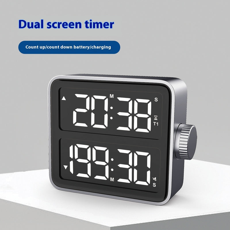 Dual-screen focus timer — front view showing dual LED display